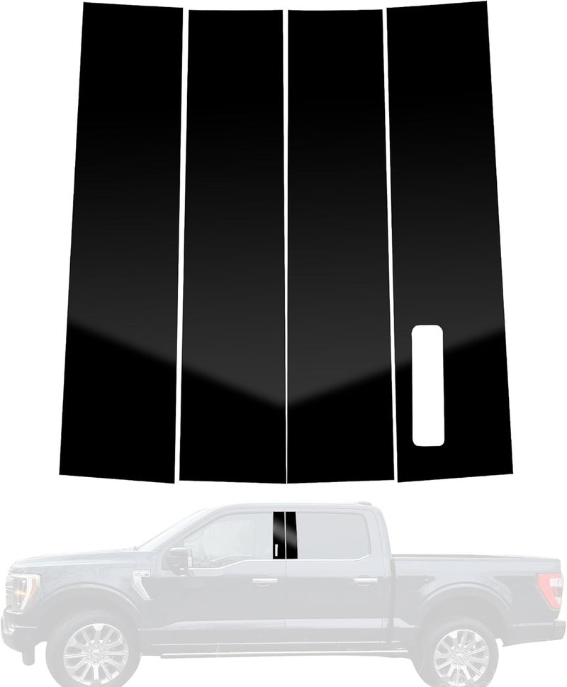 BASIKER Pillar Post Trim Fit for 2015 to 2021 Ford F150 Center Window Pillar Kit with Keypad, Door Window B Pillar Glossy Black Cover, Strong Toughness PC Material - Image 1